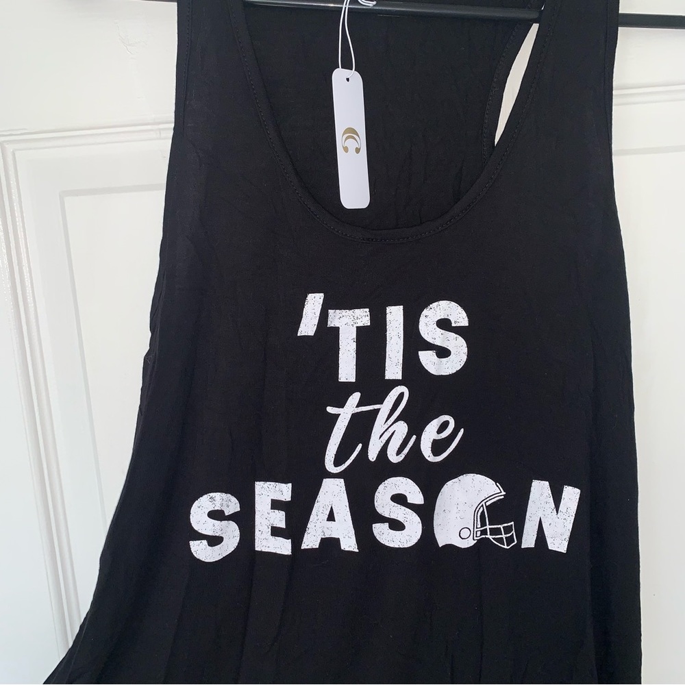 Women’s S EYESHADOW Tis The Season Football Super Soft Tank Top NWT